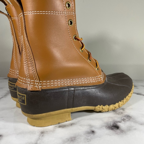 LL Bean Women's Bean Boots, 8" duck tan brown waterproof Sz 7 - Picture 3 of 7